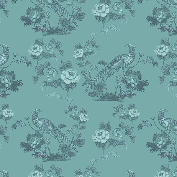 Bird in Floral Wallpaper (chalky-green) by ATADesigns