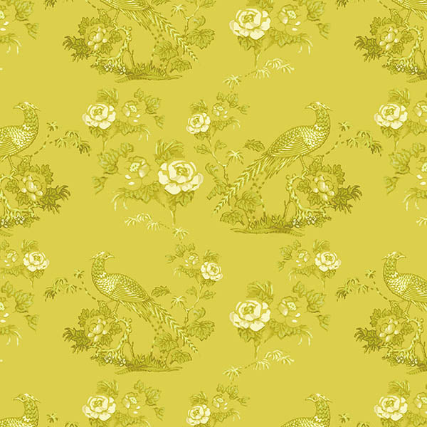 Bird in Floral Wallpaper (golden-yellow) by ATADesigns