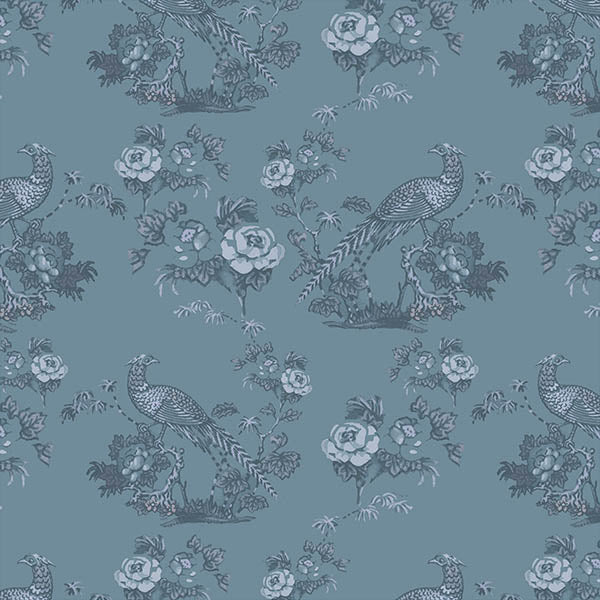Bird in Floral Wallpaper (mineral-grey) by ATADesigns