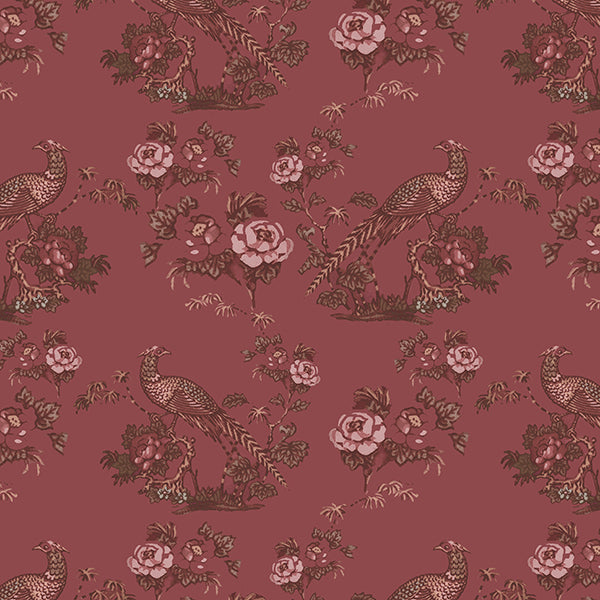 Bird in Floral Wallpaper (reddish-brown-light) by ATADesigns