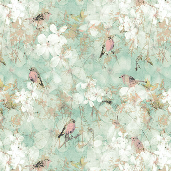 Birds Wallpaper 2 (pink-on-fresh-green) by ATADesigns