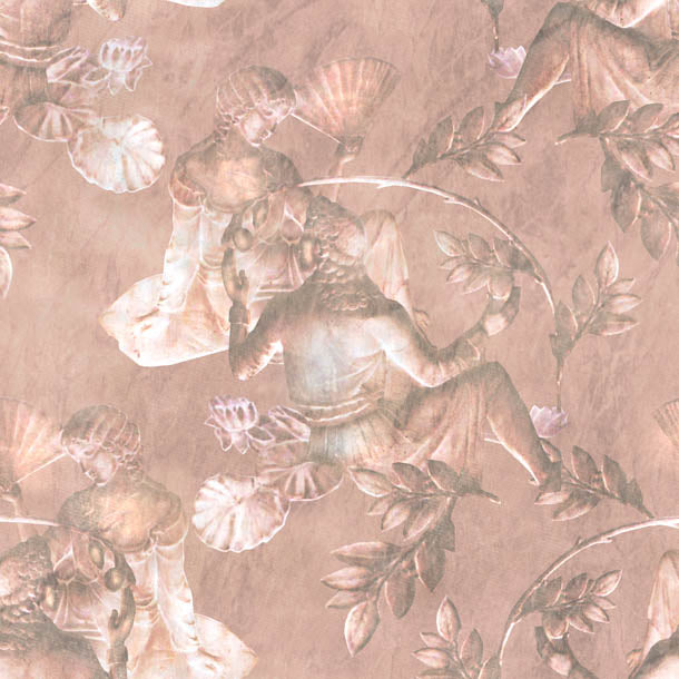Charles and Nell Wallpaper (dark-pewter-pink-pearl)Funky Abstract Wallpaper by ATADesigns