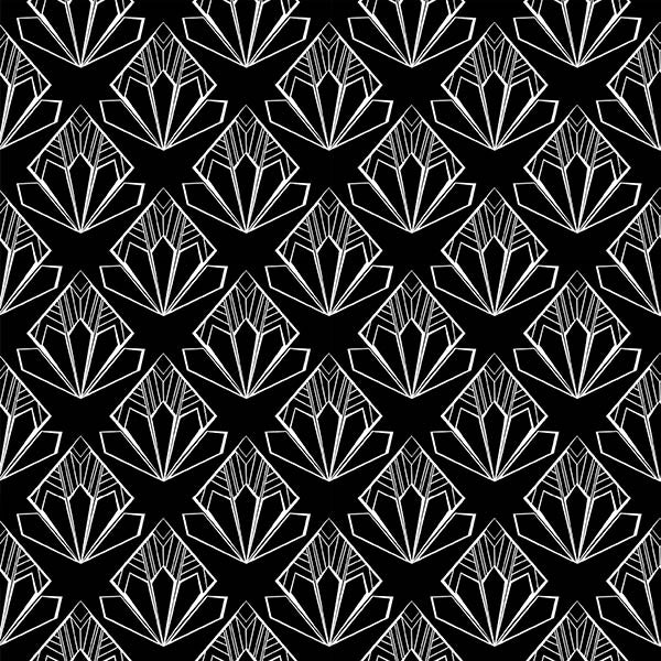 Classical Bloom Art Deco Wallpaper (black) by ATADesigns