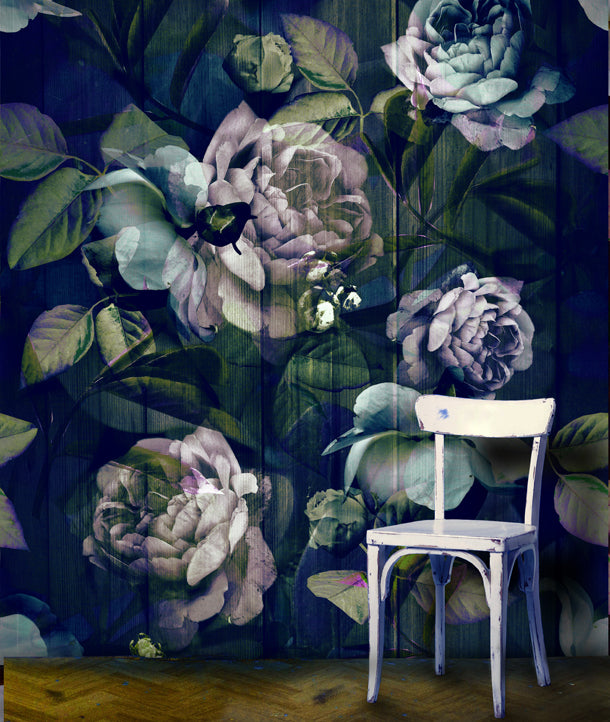 Kews Ghost Roses Mural (blue)