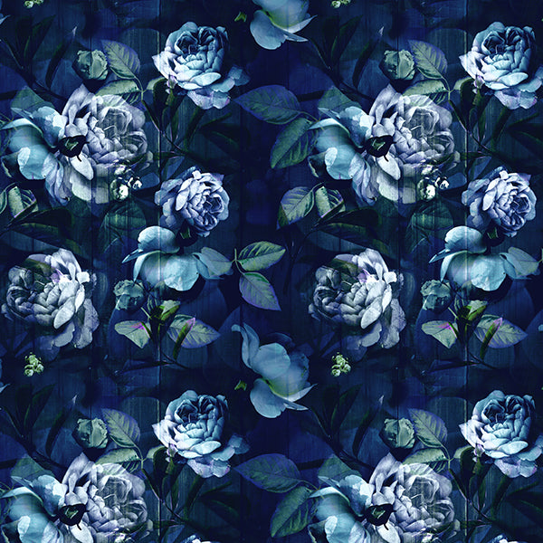 Kews Ghost Roses Wallpaper (blue-velvet) by ATADesigns