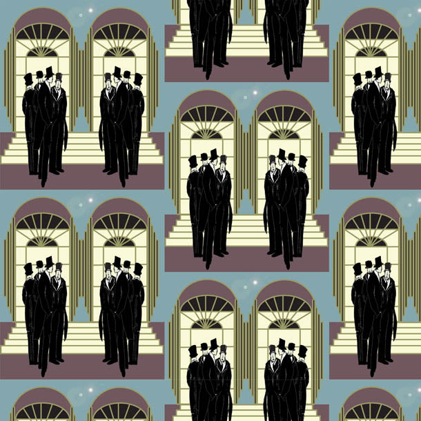 La Reunion des Hommes Art Deco Wallpaper (original)