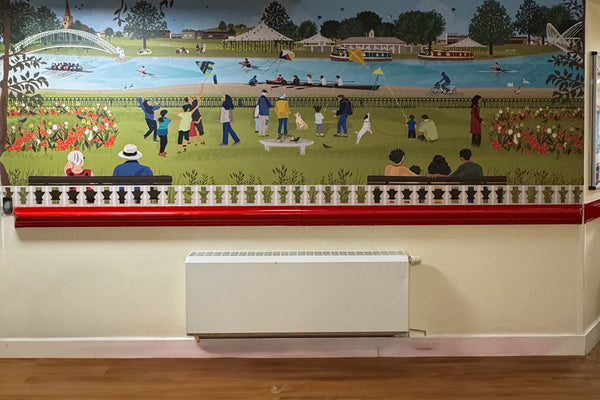 🖤 From the ATADesigns Archive — No.9 - Fountains Court, East London NHS Foundation Trust — Bespoke Corridor Mural Inspired by the Bedford River Festival