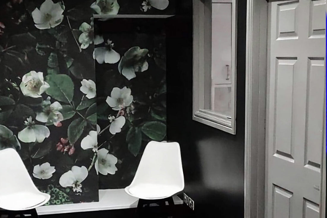 La Preme Clinic Reception Project featuring ATADesigns Kews Leafy Florals mural