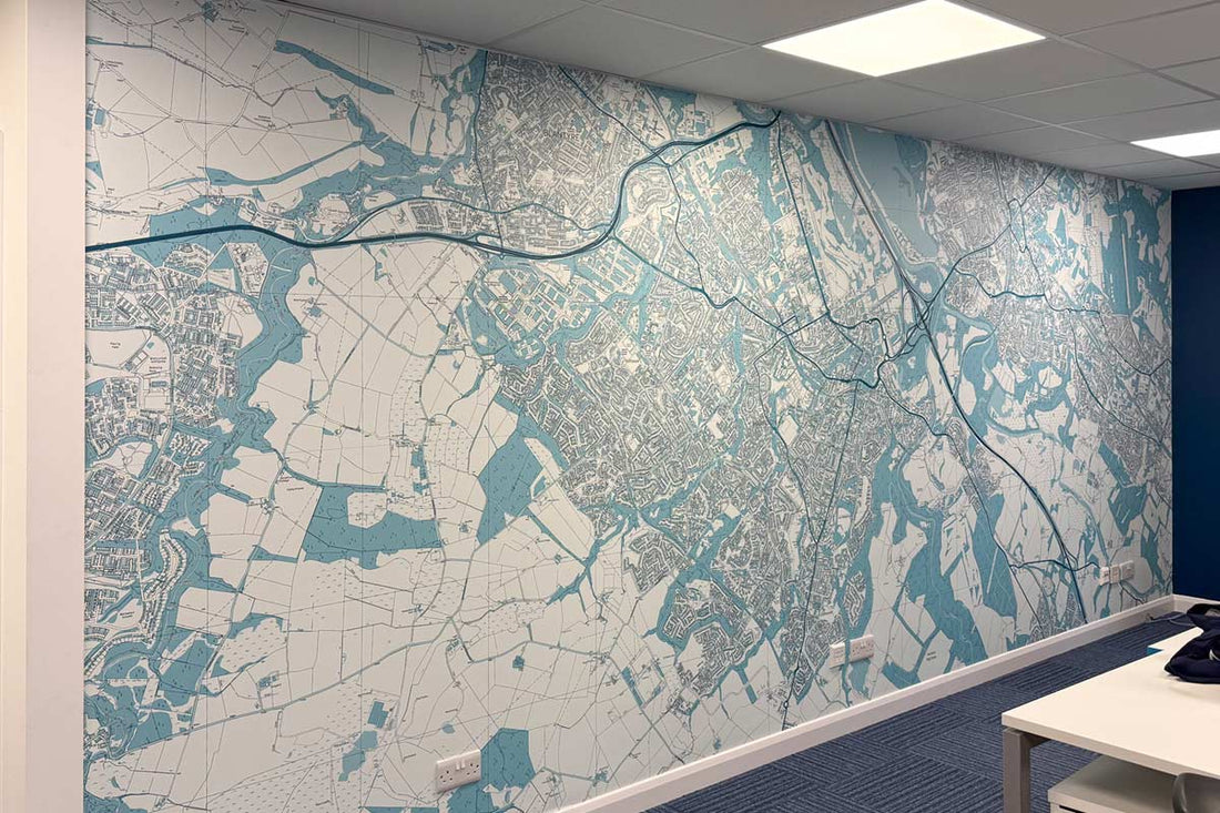 Bespoke Scotland map recoloured teal blue and white by ATADesigns for DM Hall Chartered Surveyors