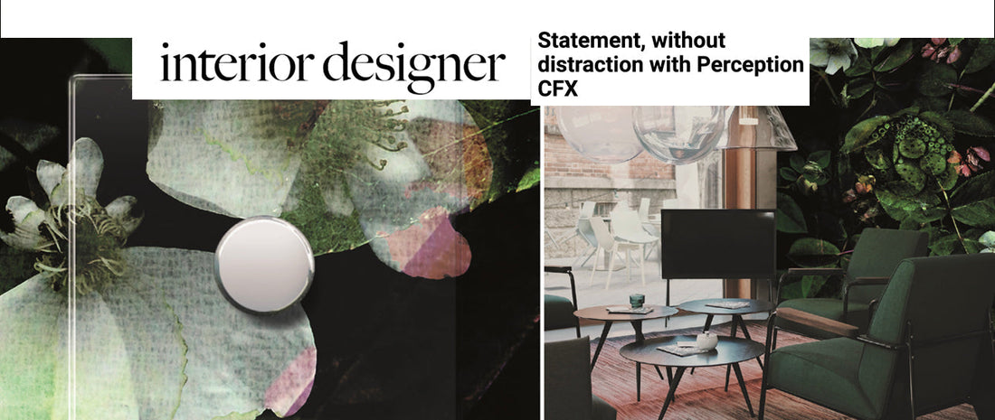 Hamilton Litestat Perception CFX wiring accessories featured alongside ATADesigns Kews Leafy Florals mural design