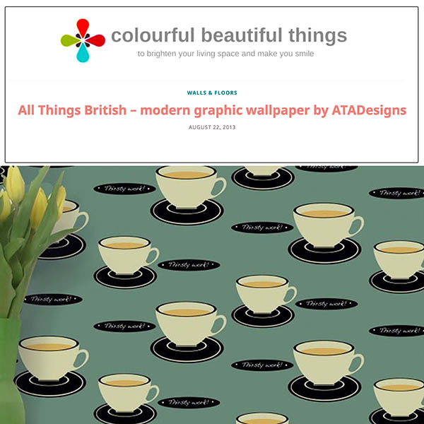 Tea cup wallpaper design by ATADesigns in Colourful Beautiful Things Online Magazine