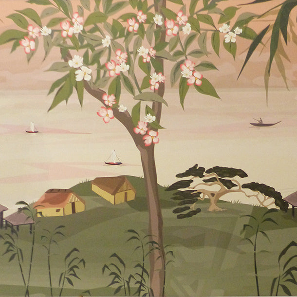 Japanese-themed mural design by ATADesigns in the lounge at Hengrove Lodge Care Home for AbleCare in Bristol