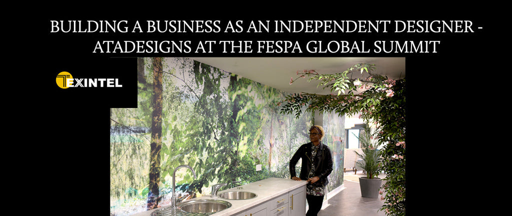 Texintel - ATADesigns in front of her mural a the care home