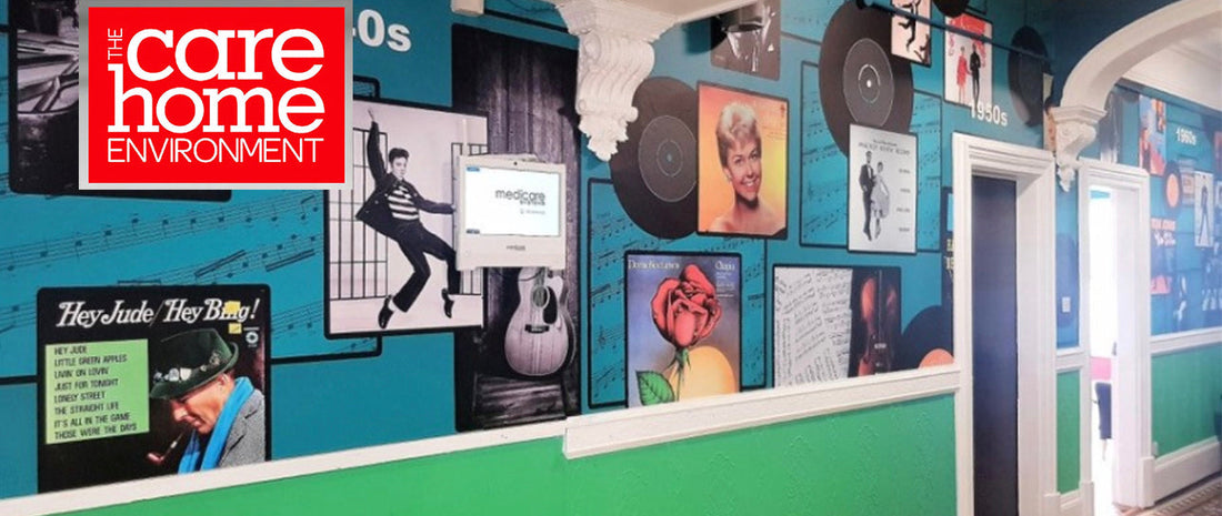 The Care Home Environment Magazine features bespoke mural design by ATADesigns for Towerview Care.  Mural features a montage of celebrity singers from the 1940s and 1950s