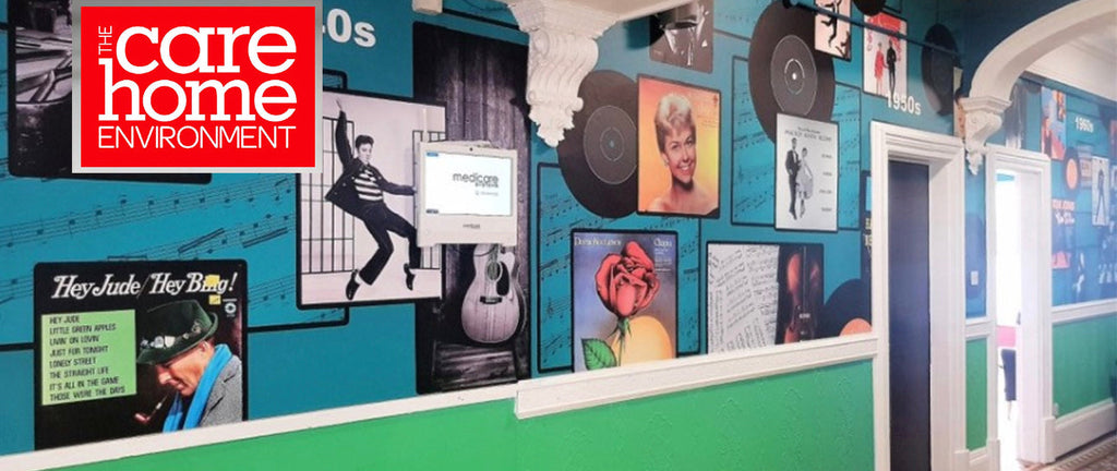 The Care Home Environment Magazine features bespoke mural design by ATADesigns for Towerview Care.  Mural features a montage of celebrity singers from the 1940s and 1950s