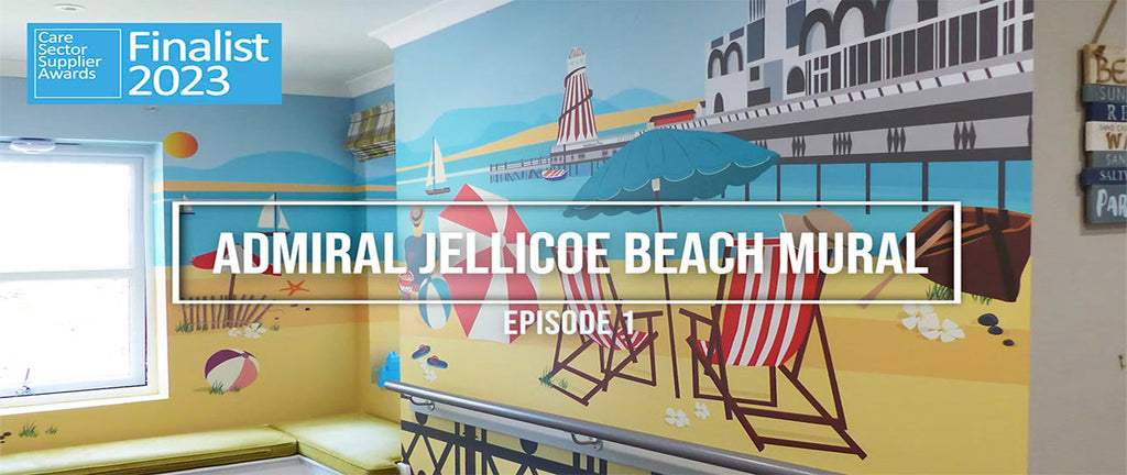 Admiral Jellicoe Beach mural design by ATADesigns.  ATADesigns and Wallsmiths are finalists for the Care Sector Suppler Award