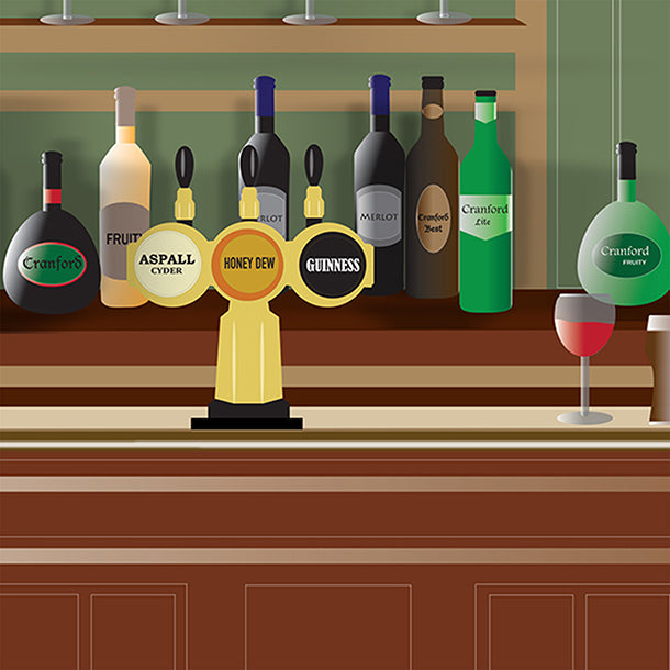 Bar Mural Design Illustration by ATADesigns for Crabfird residential Home