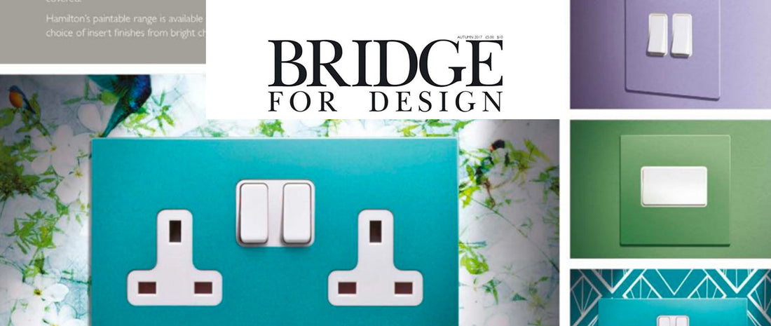 Bridge for Design magazine features Hamilton Litestat paintable plates on ATADesigns wallpaper