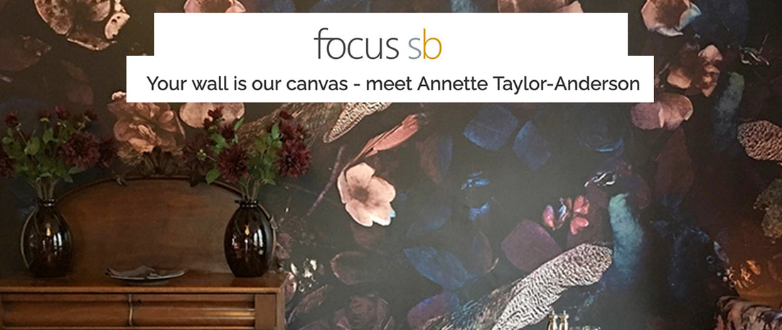Focus SB interviews ATADesigns — Peacock mural design by ATADesigns on a dark background