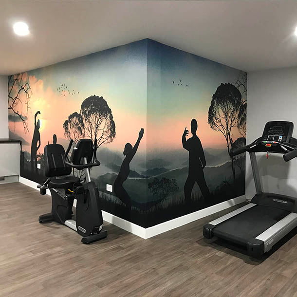 Bespoke Gym Mural Design by ATADesigns for Sutton Rose Care Home