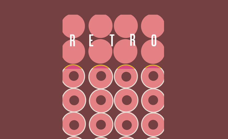 Dotty Retro Art Deco Print By ATADesigns.  Featuring giant pink dots in repeat on brown background.