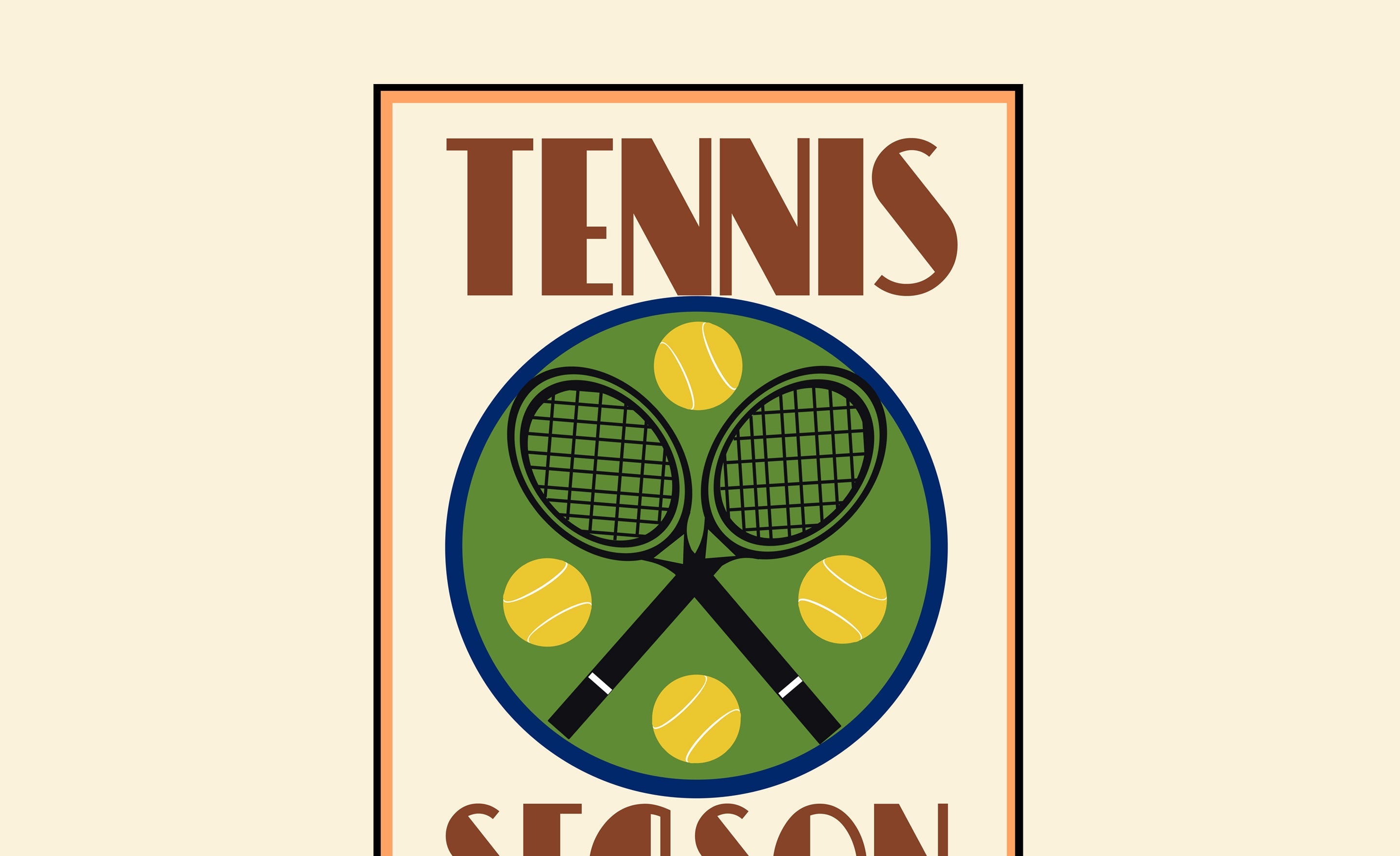 Tennis Art Print by ATADesigns.  Featuring tennis racquets, tennis balls