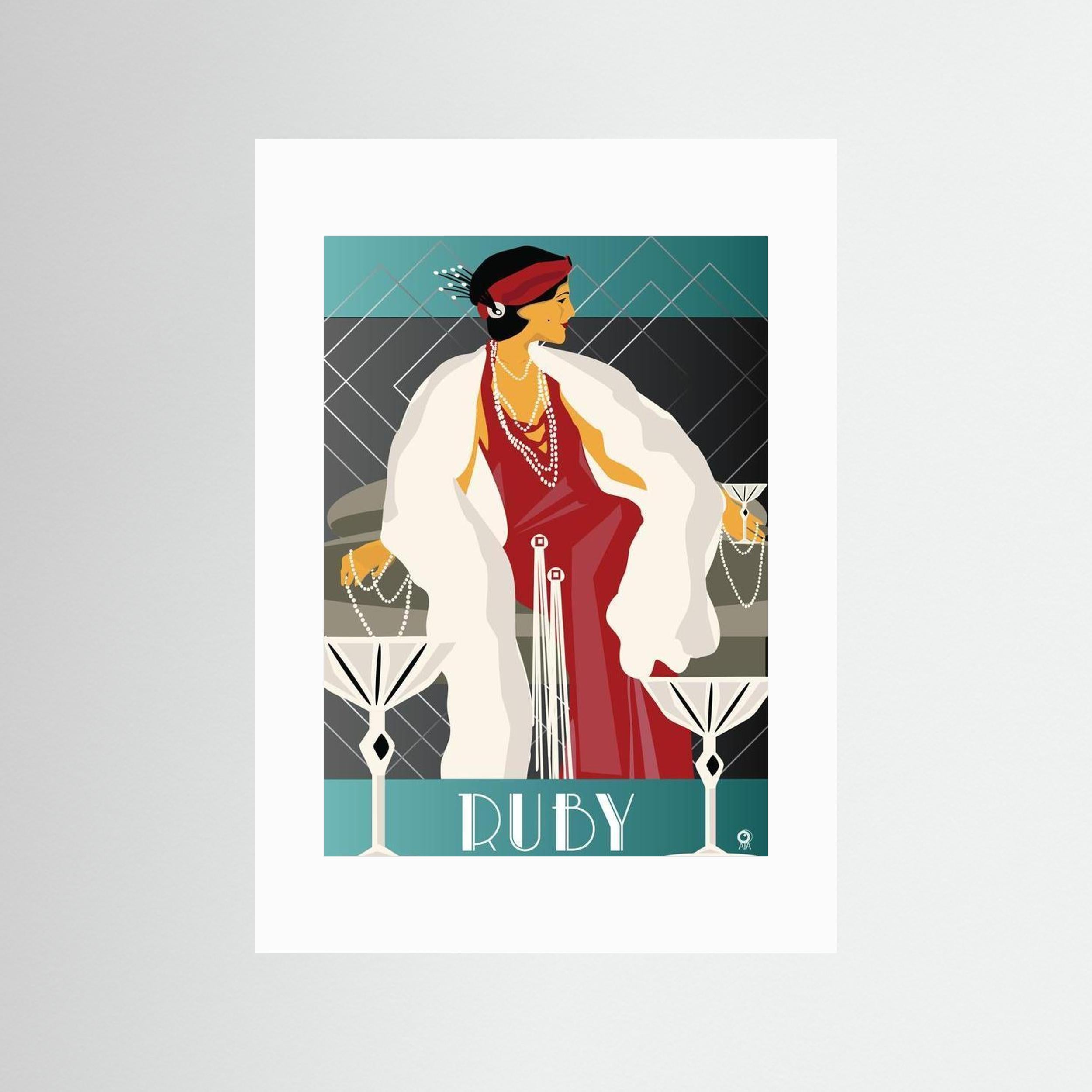 Ruby Art Deco Art Print