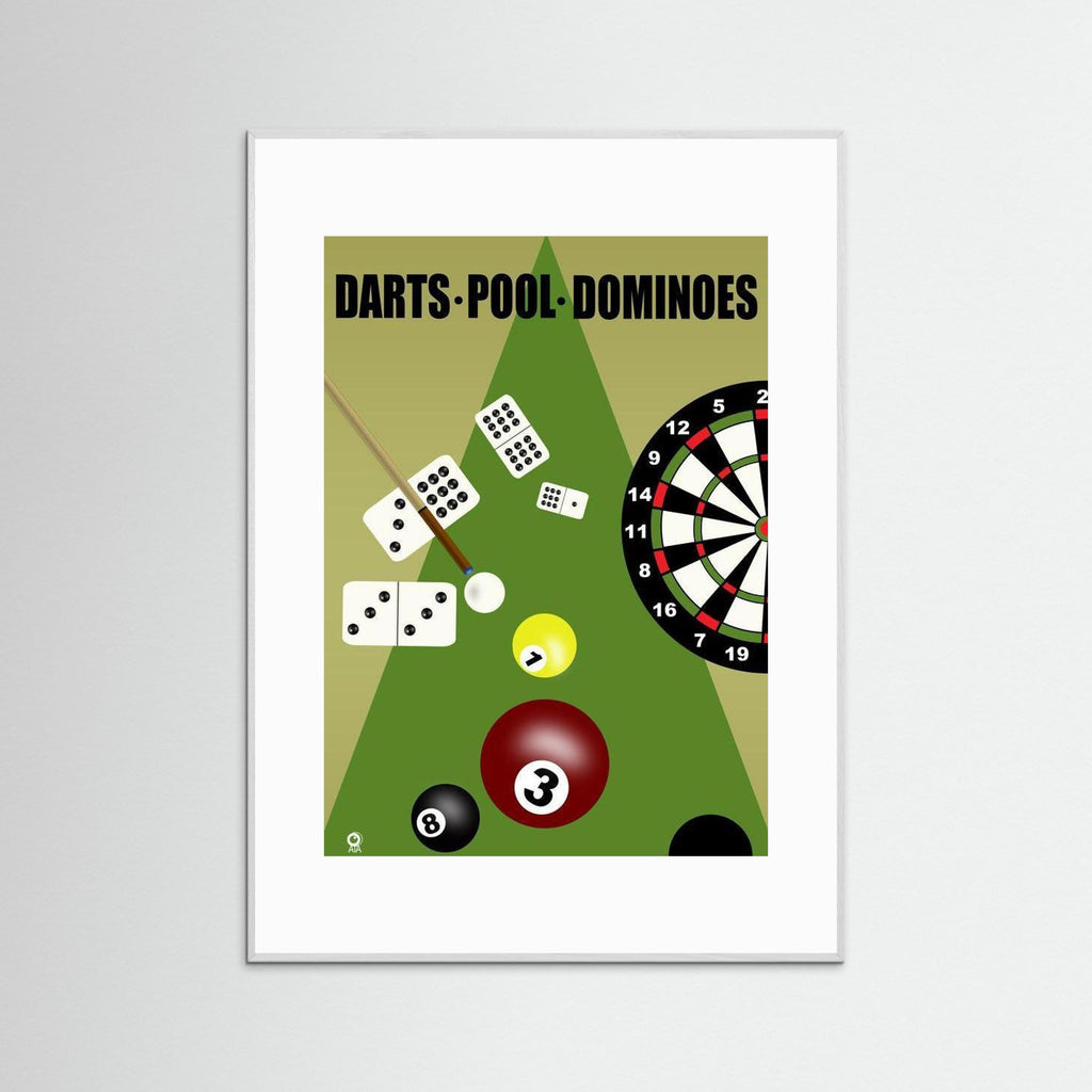 Darts, Pool, Dominoes Sport Art Print