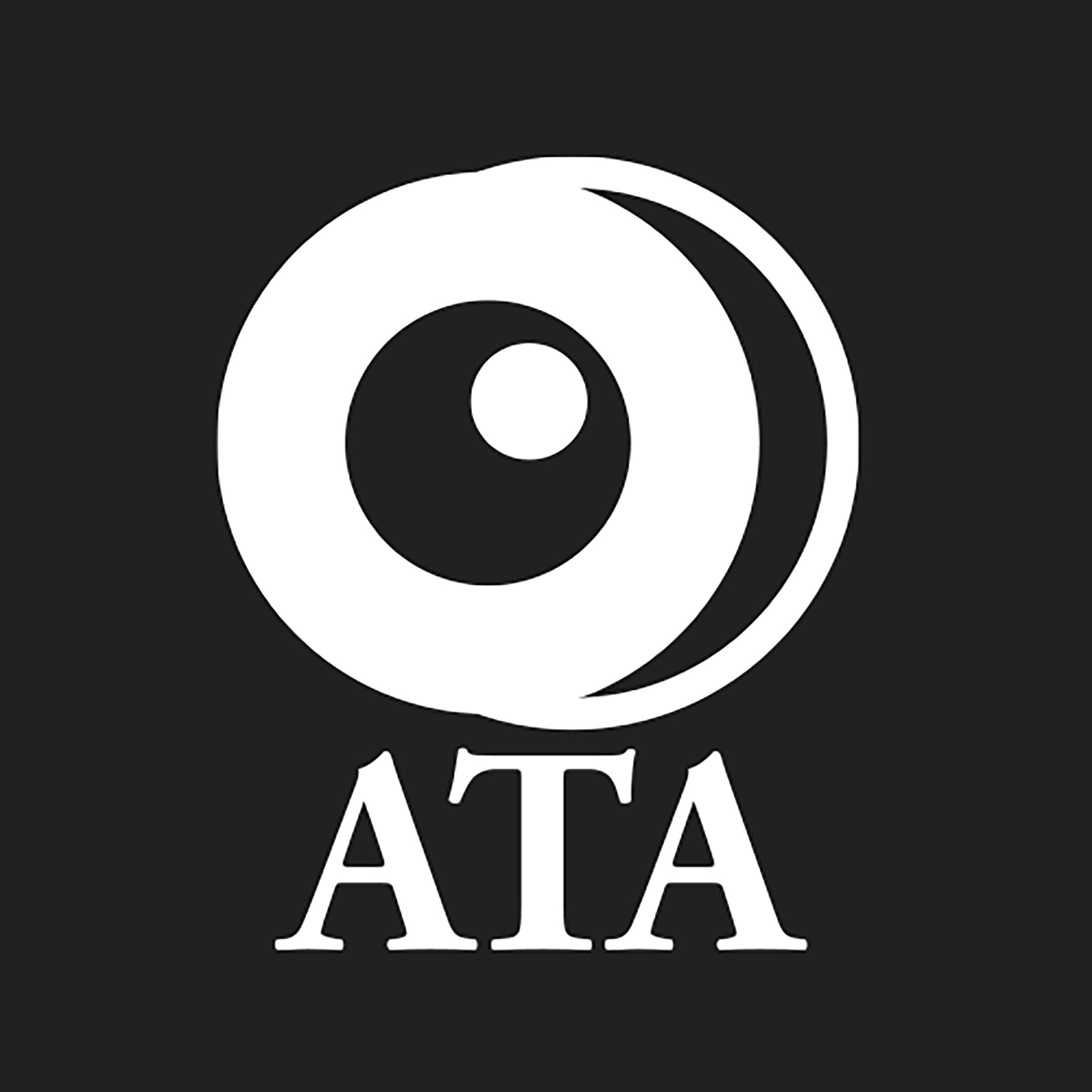 White ATA logo on a black background