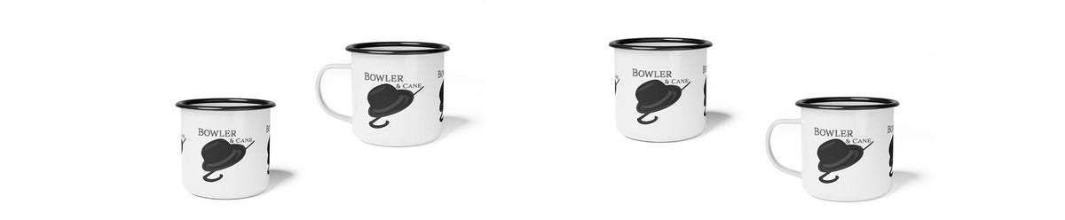 Four white mugs with black rims and handles, arranged in a row on a white background. Each mug features a black cat illustration and the text 'Beast Mode'. Design by Annette Taylor-Anderson of ATADesigns.