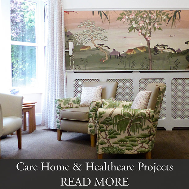 Japanese themed mural design by ATADesigns in Lounge at Hengrove Lodge for AbleCare