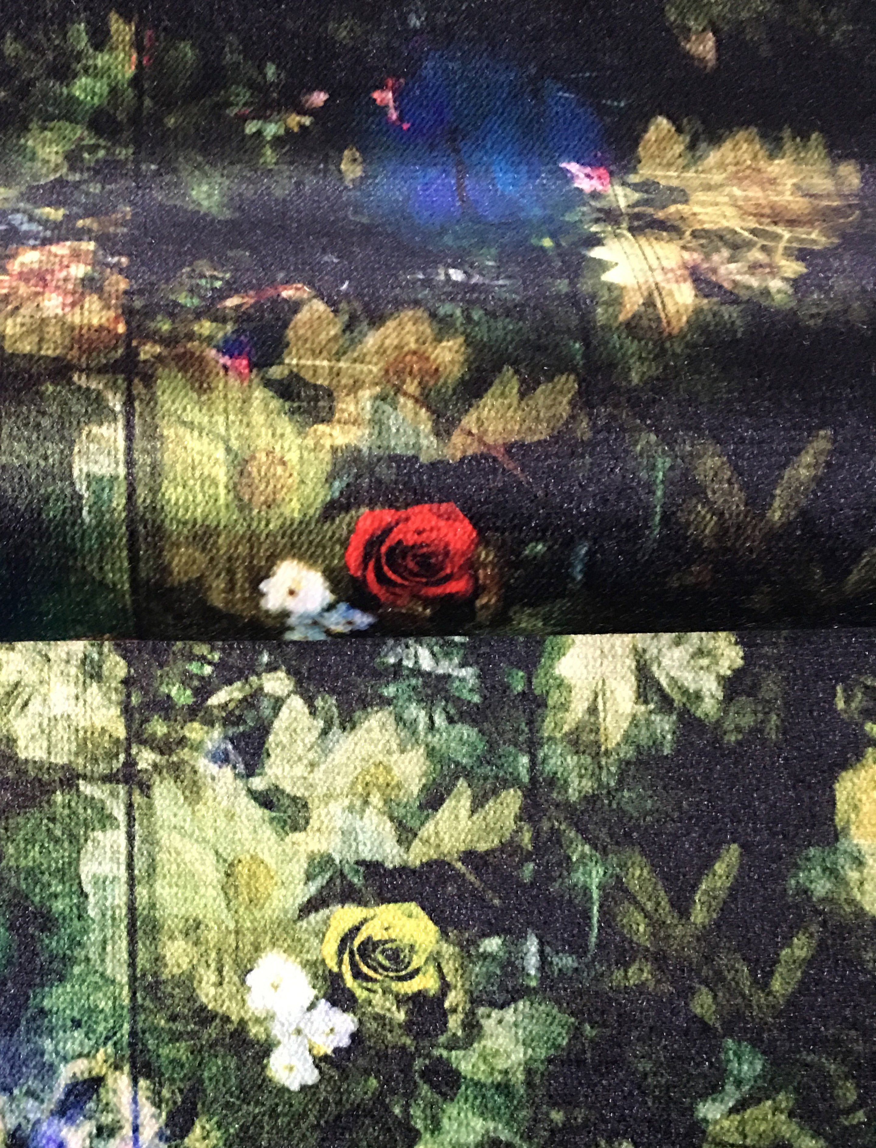 Close up of Regents Fresh Floral furnishing fabrics.  Designed by ATADesigns.