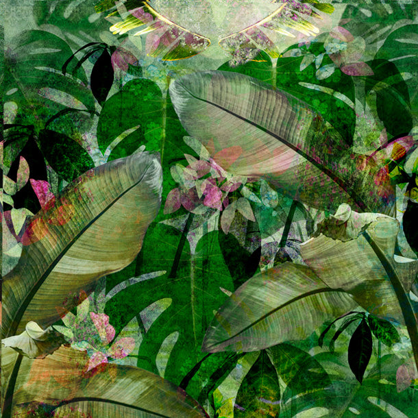 Tropical Leaves Drop Mural 1