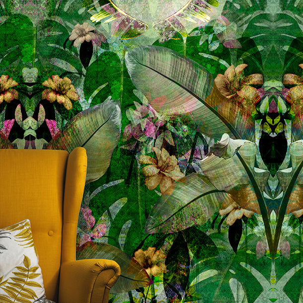 Tropical Leaves Drop Mural 2