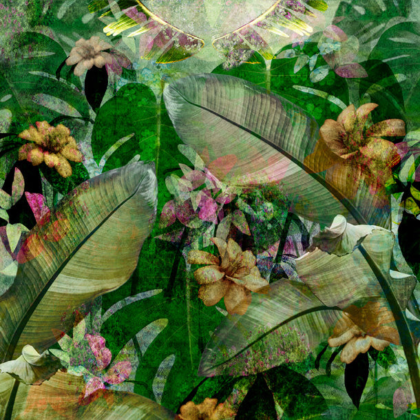 Tropical Leaves Drop Mural 2