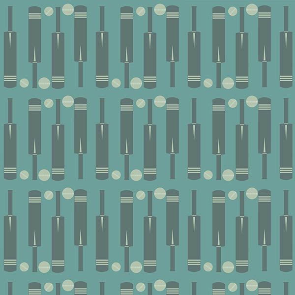 Cricket Bat and Ball (blue-green) by ATADesigns