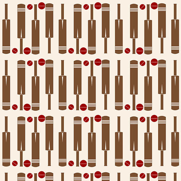 Cricket Bat and Ball Wallpaper (cream) by ATADesigns