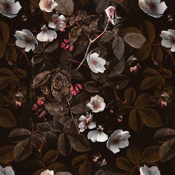Kews Leafy Florals Wallpaper (brown) by ATADesigns
