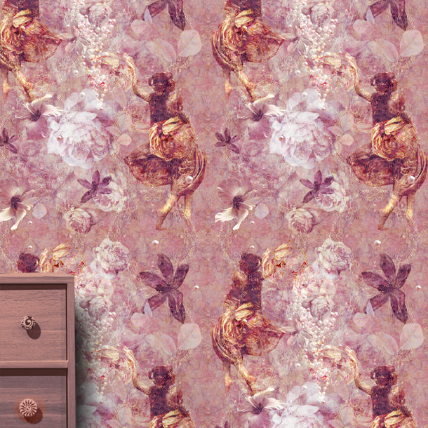 Ladies of Fleur Wallpaper (deep pink) by ATADesigns