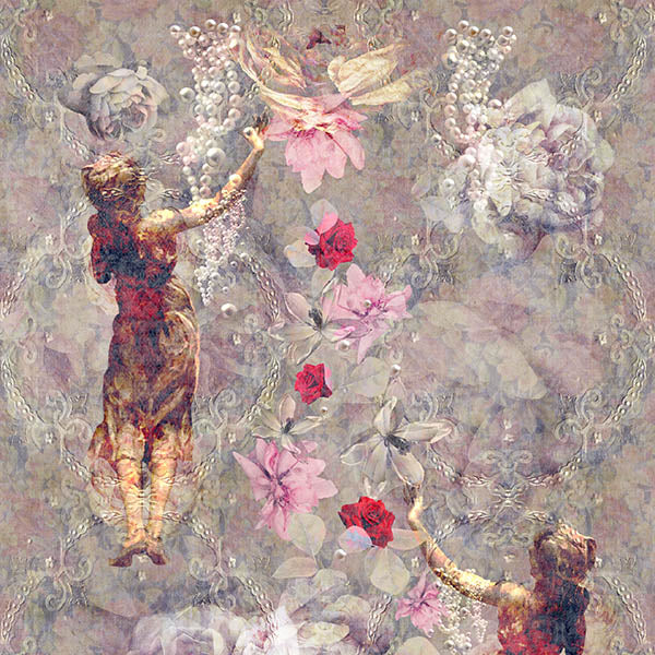 Pearlescent Ladies Wallpaper (warm-buff-pink) by ATADesigns