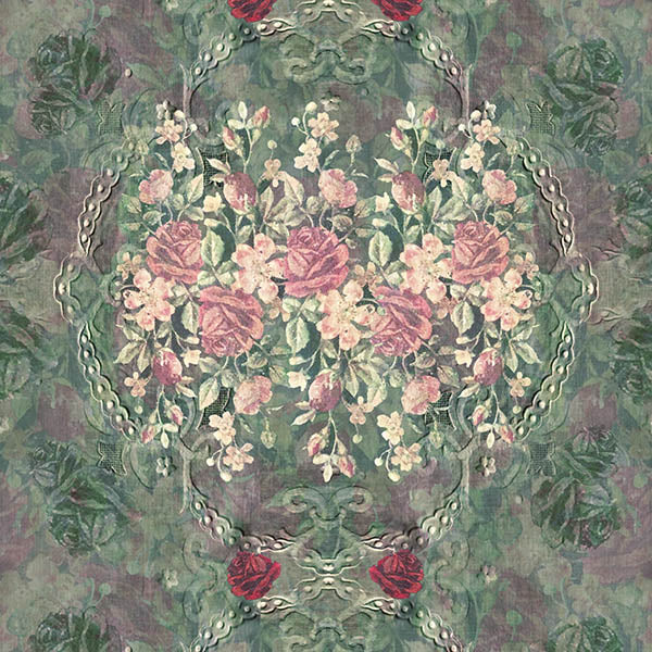 Vintage Floral Wallpaper (red roses) by ATADesigns