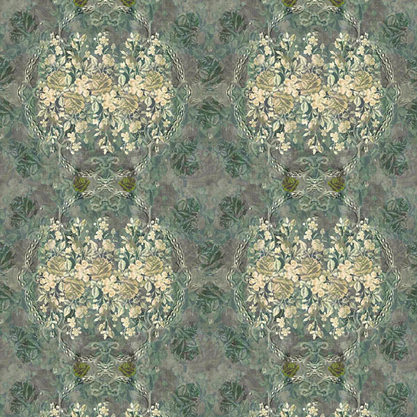 Vintage Floral Wallpaper (green) by ATADesigns