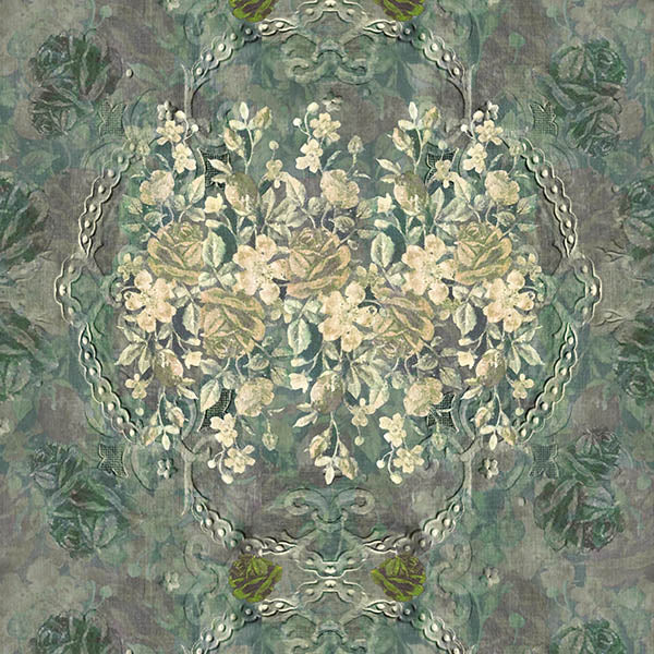 Vintage Floral Wallpaper (green) by ATADesigns