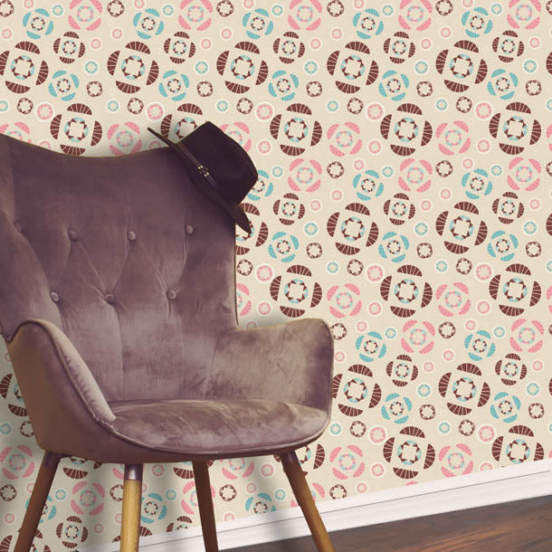 Abstract Floral Wallpaper (biscuit) by ATADesigns