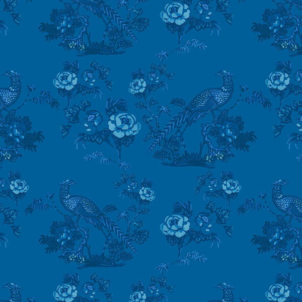 Bird in Floral Wallpaper (blue)