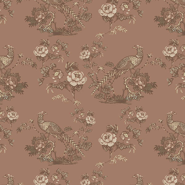 Bird in Floral Wallpaper (creamy-brown) by ATADesigns