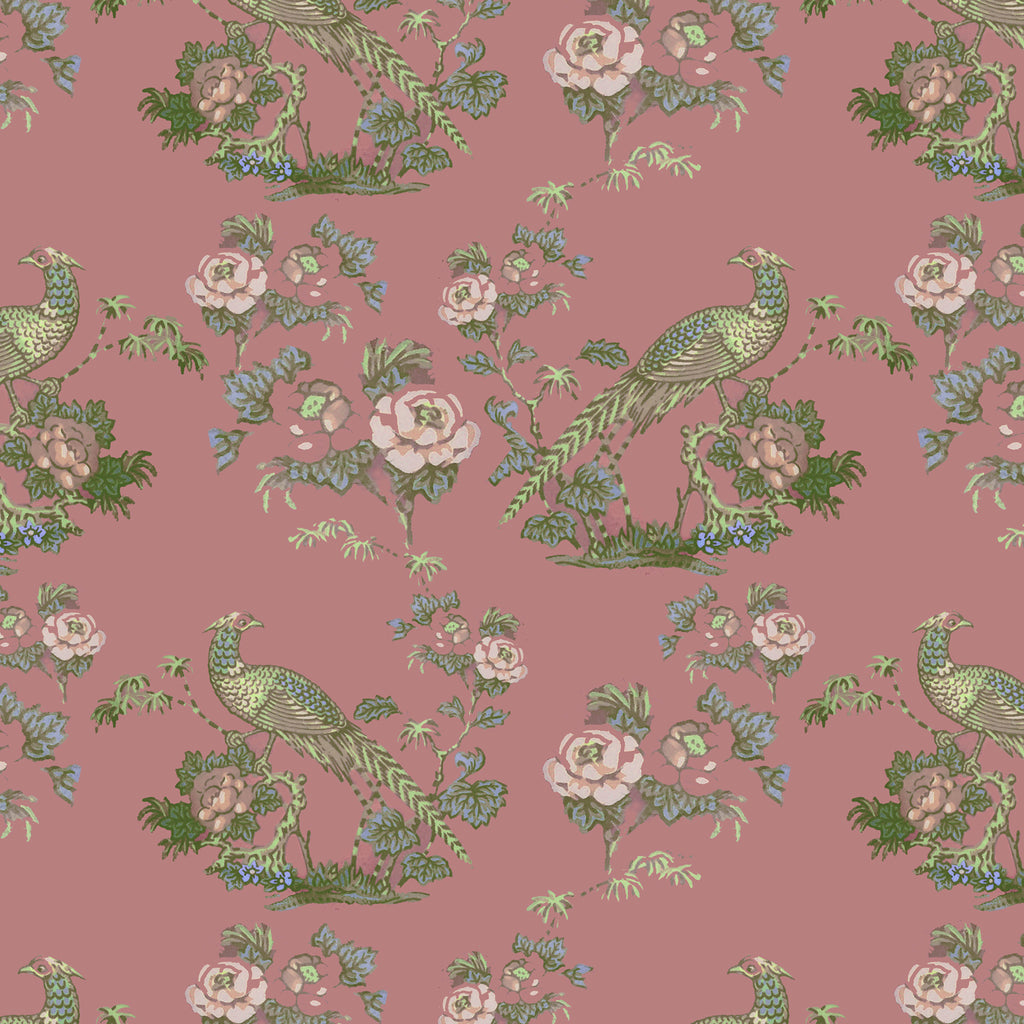 Bird in Floral Wallpaper (dusty-pink) by ATADesigns