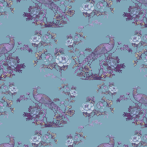 Bird in Floral Wallpaper (eggshell-grey-pink) by ATADesigns