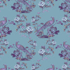 Bird in Floral Wallpaper (eggshell-grey-pink) by ATADesigns