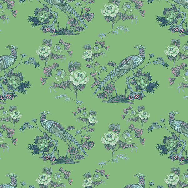 Bird in Floral Wallpaper (fresh-green) by ATADesigns
